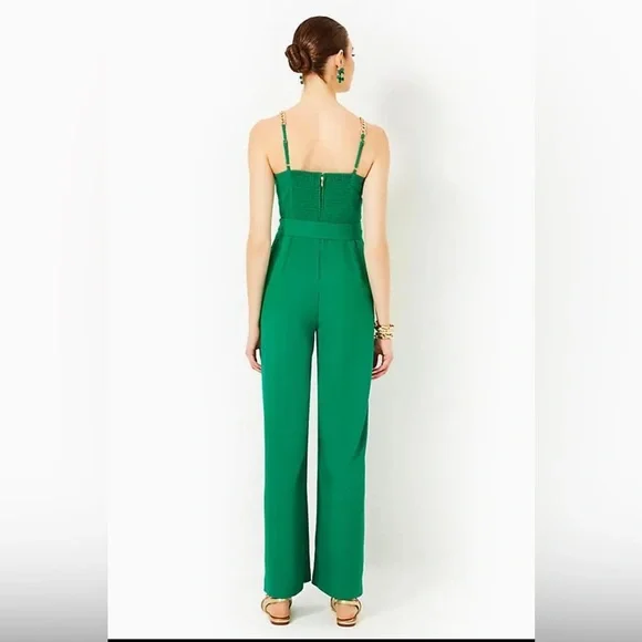 Lilly Pulitzer Zemira Women’s Sleeveless Jumpsuit Fiddle Leaf Green Size 10 - Picture 7 of 17